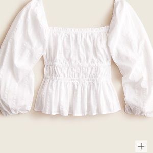 Puff-sleeve textured cotton top size small